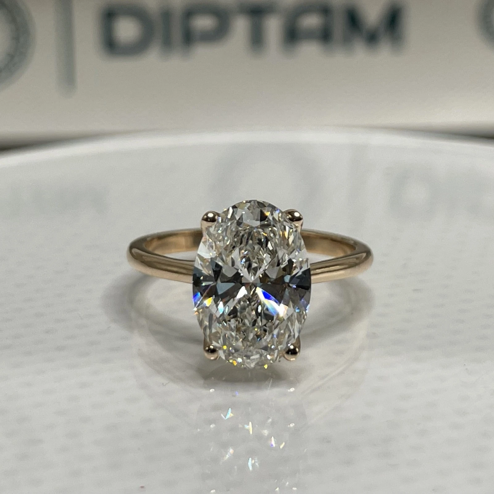 3.00 Ct F VS1 Oval Lab Grown Diamond Ring IGI Certified 14k Rose Gold image-1