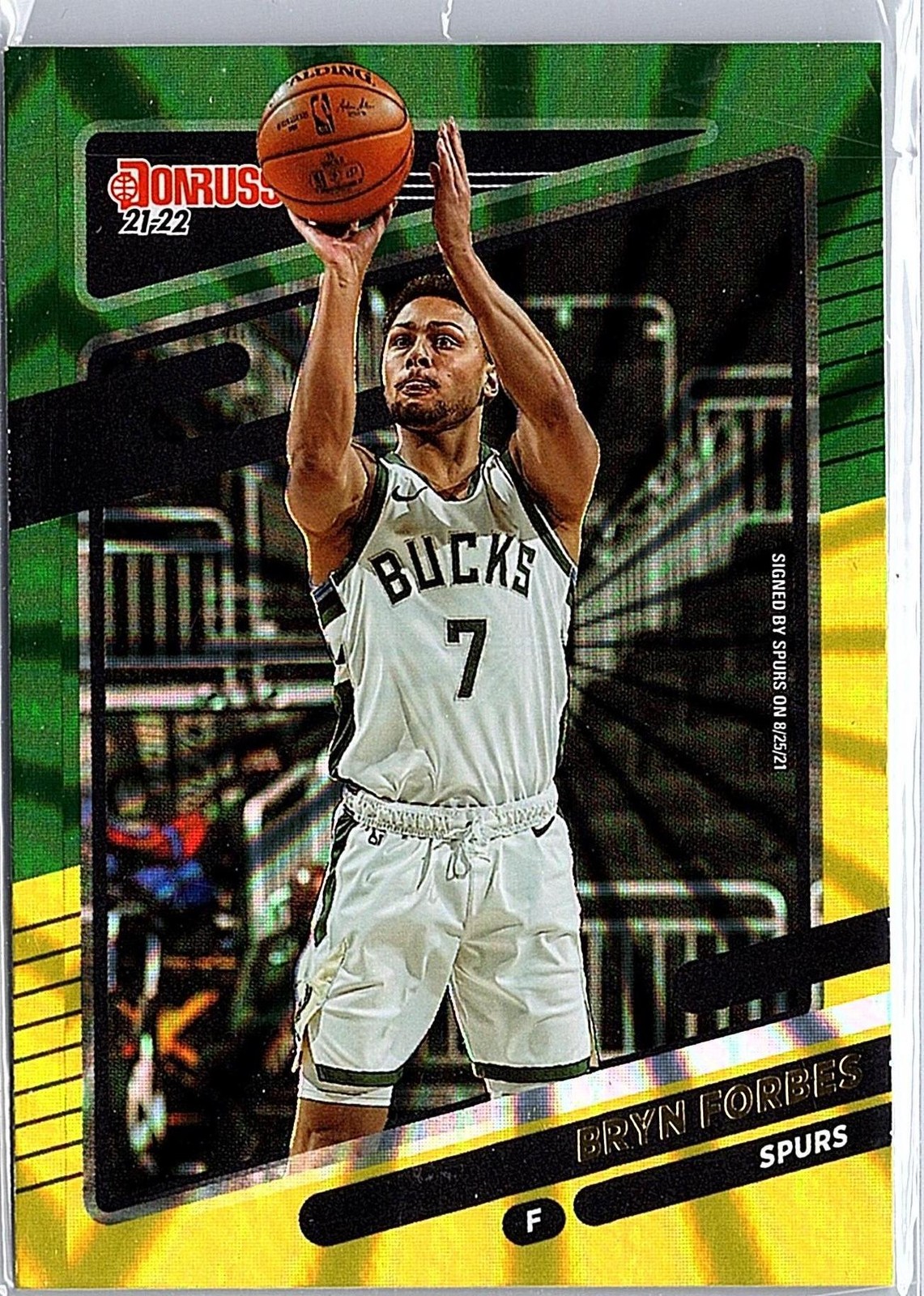 2021-22 Donruss #66 Bryn Forbes Holo Green and Yellow Laser