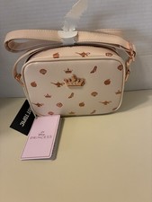 Loungefly Disney Princess Crossbody Bag Beige Rose Gold Crown Faux Leather NWT