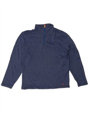 Izod Mens Zip Neck Top Long Sleeve Small Navy Blue Polyester BZ09