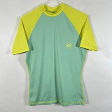 Roxy Short Sleeve Rash Guard Womens Size XL Blue Yellow Swim Shirt