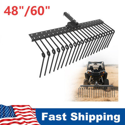 Landscape Rake 48 60 Inch Pine Straw Rake Fits 2'' Receiver for Lawn Tractors ATV