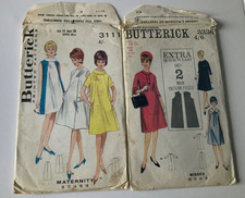 Vintage Butterick 1960s Maternity Sewing Patterns x 2 cut dresses size 14 10 12