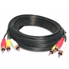 MALE TRIPLE 3RCA COMPOSITE GOLD DVD to TV AUDIO VIDEO patch CABLE 50FT foot cord