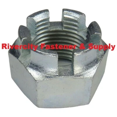 RIVERCITY FASTENER & SUPPLY (1) M14-1.5 Slotted Hex Castle Nut 14mm Fine Thread M14x1.5 nuts 14mm x 1.5