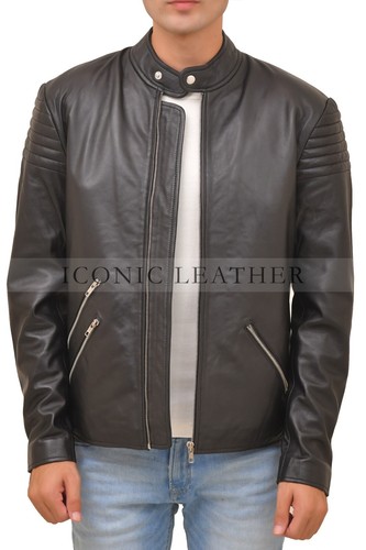 Men's  GENUINE Leather BLACK Biker  Jacket - Bild 1 von 7