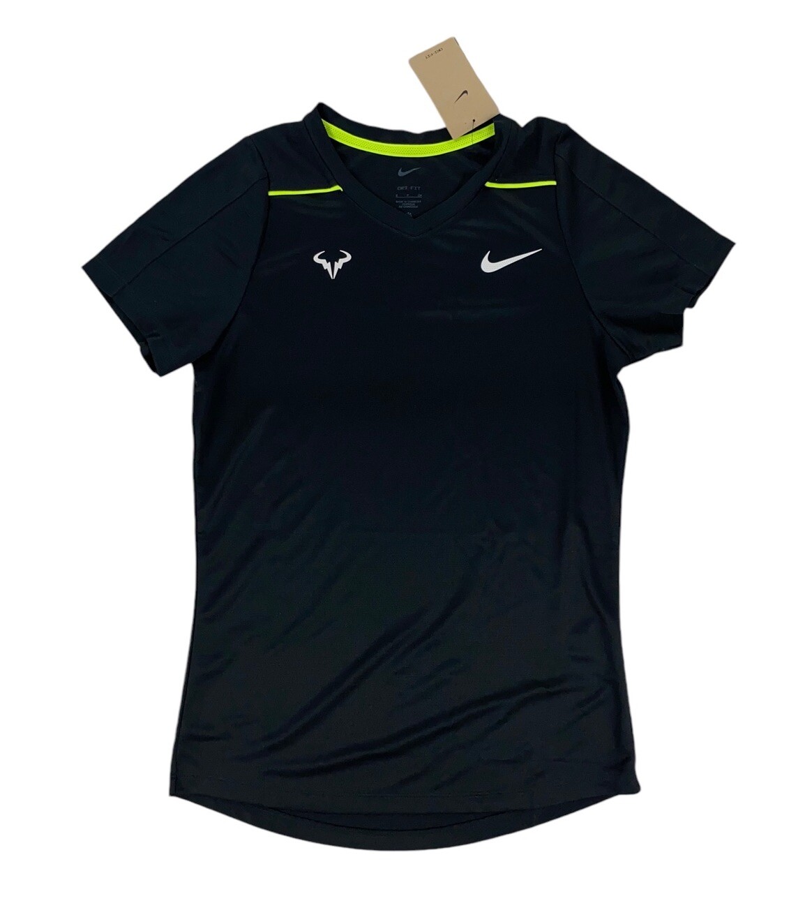 НОВАЯ теннисная рубашка Nike Dri-Fit Rafa Challenger черного цвета Volt Mens, размер S, DD8547-045