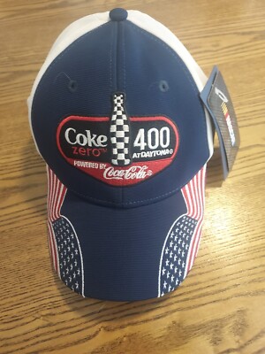 NASCAR Daytona Coke zero 400 hat July 2016 Red White and blue baseball style