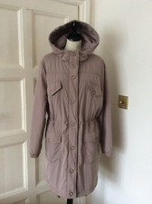 Elena Miro Women’s Beige Padded Hooded Water Resistant Coat Jacket Size 14