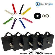 25 Pack Clock Making Kits Coloured Hands Quartz Movement Mechanism Repair