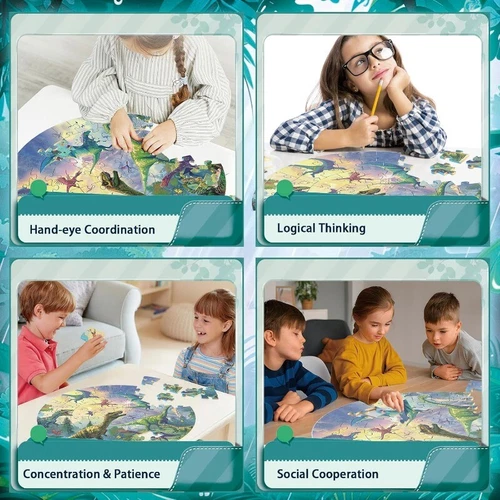 70 Teile Bodenpuzzle für Kinder Alter, Dinosaurier großes Puzzle pädagogisches Spielzeug - Bild 12 von 13