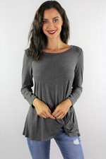 Gray Long Sleeve Front Twist Loose Fitting Zutter Made in USA