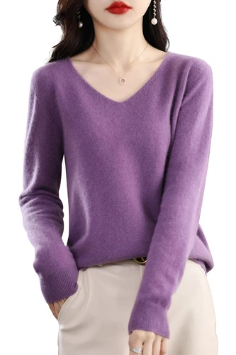 Women Knitted Sweaters Fashion V-Neck Top Sweater Autumn Warm Pullover Soft - Imagen 45 de 46