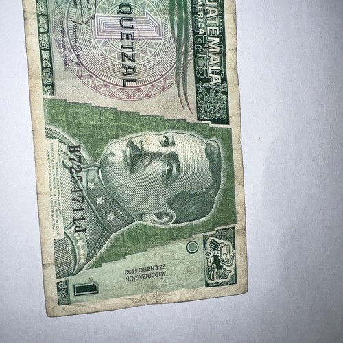 Guatemala banknote 1 Quetzal 1992  Circulated - Afbeelding 3 van 10