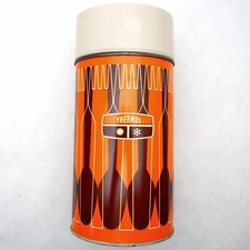 King Seeley Thermos Orange w/Fork & Spoon Pattern Complete Pint 1971 #7263
