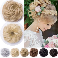 Soft Hair Piece Updo Scrunchies Braided Ponytail Bun Extensions Wavy Brown NCW