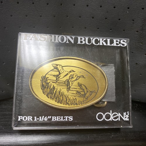 Vintage Oden Brass Belt Buckle Ducks