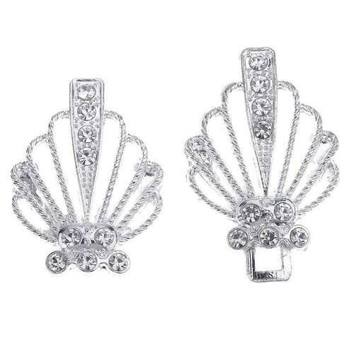 Prettyia 2 x Crystal Wedding Closure Hook & Eye Clasp Sewing Supplies Silver - Picture 8 of 12