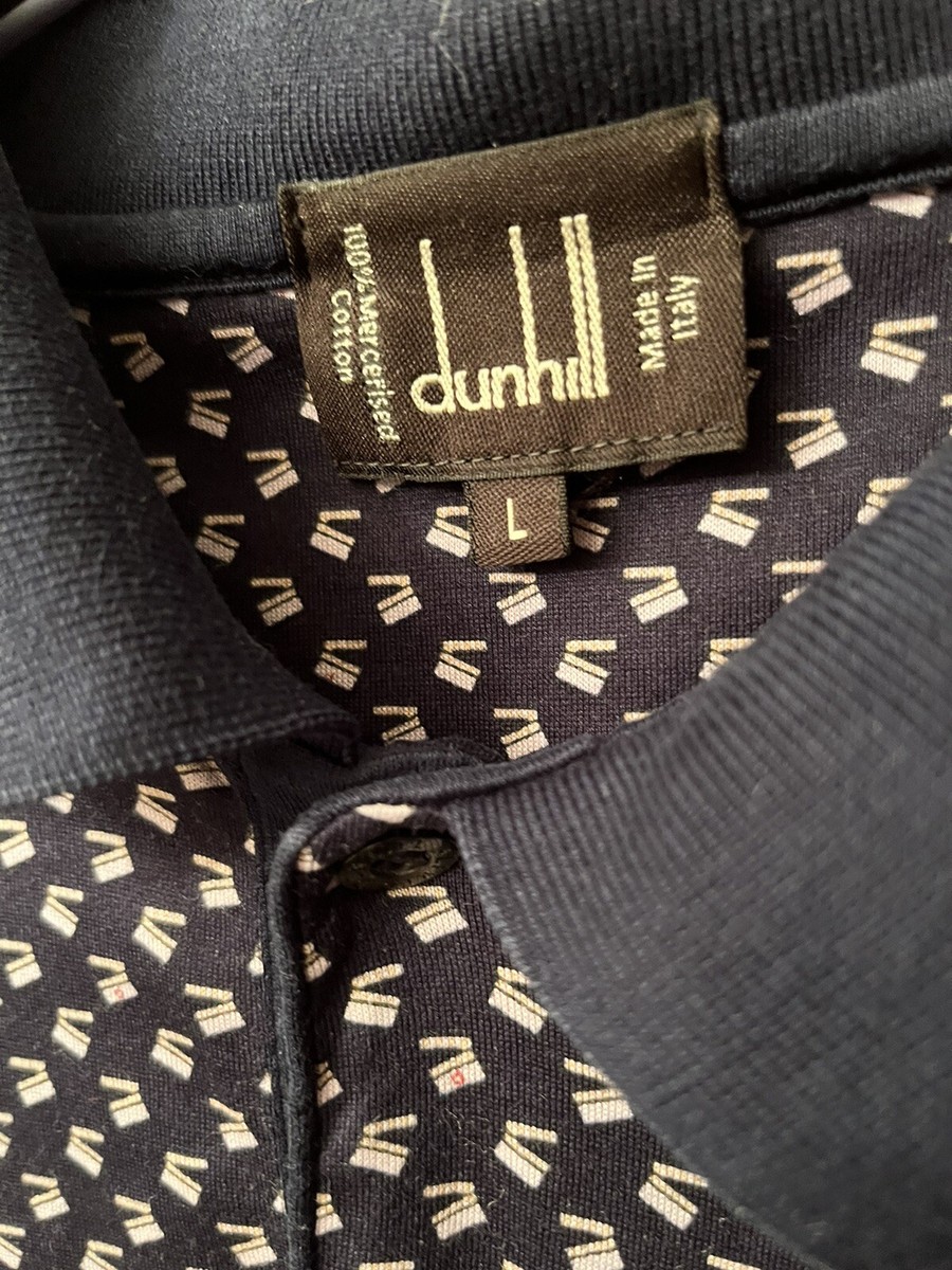 Dunhill golf shirt Large Navy & white Pattern | eBay