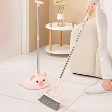 2Pcs Broom and Dustpan Set Sweeping Broom Dense Pet Bristles for Office Home