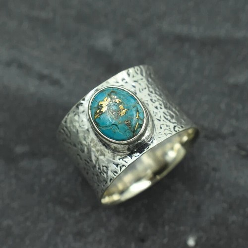 Santa Rosa Turquoise Gemme 925 Argent Sterling Bracelet Fait Main