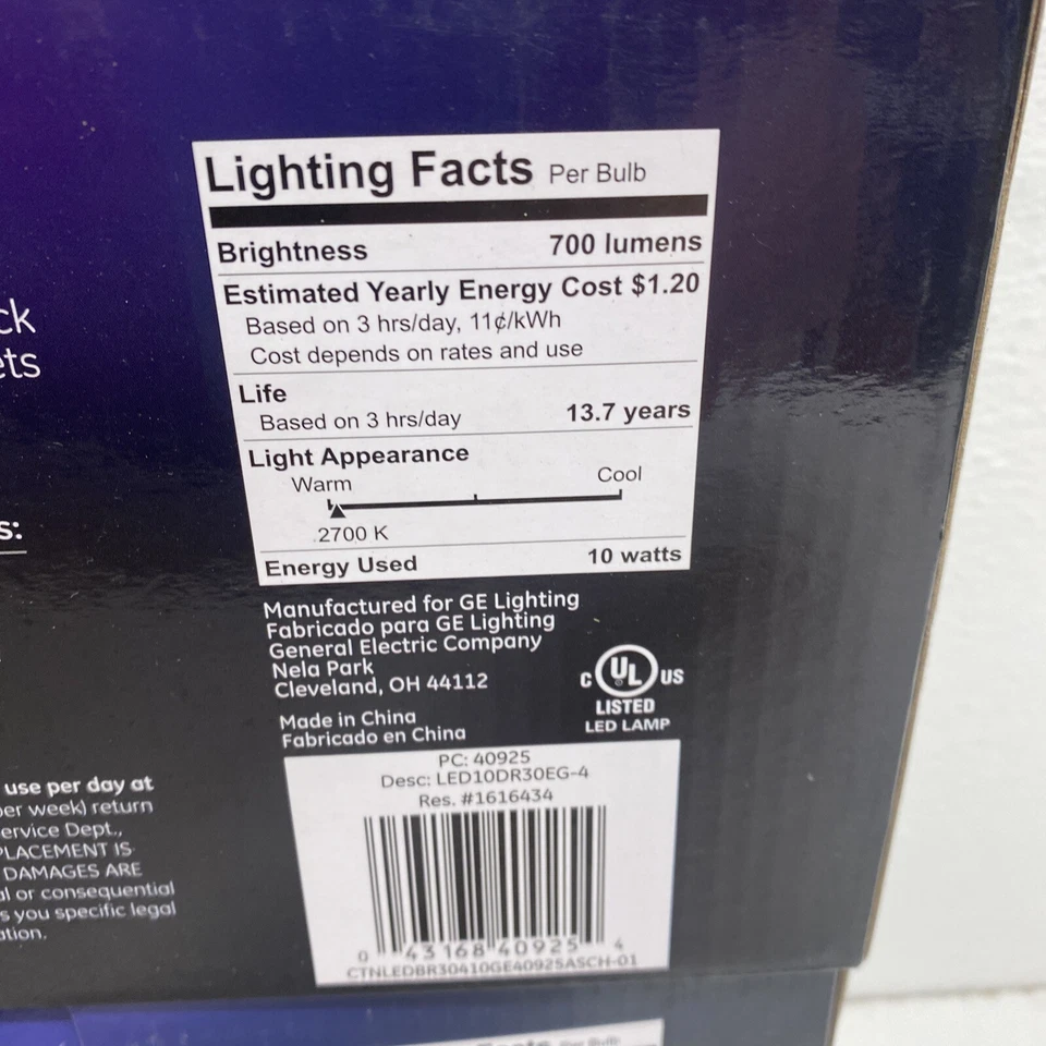 GE LED BR30 Floodlight Bulb Dimmable 10 Watt (65w Replace) Soft White 8-PACK #i6 - Image 4 of 4