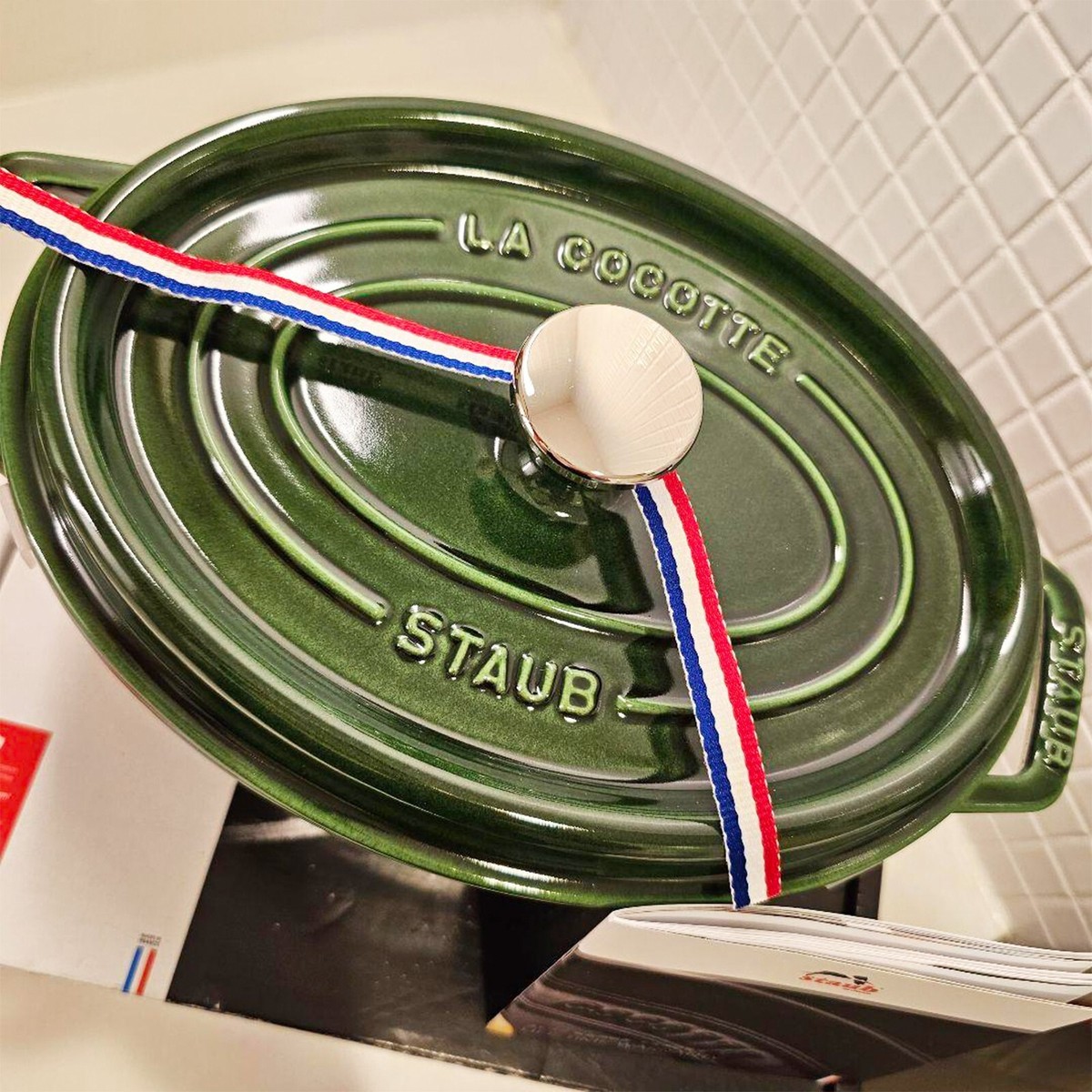 staub COCOTTE OVAL Basil Green 23cm 9inch 2.35L Casting Enamel Pot Stockpot New