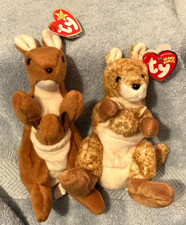 VTG Ty Beanie Kangaroos-1996 POUCH (4th Gen/P.V.C.Pellets)& 2004 WILLOUGHBY-MWMT