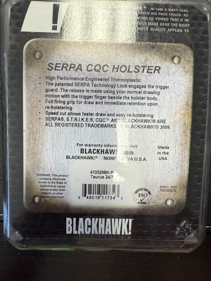BLACKHAWK! SERPA CQC Belt/Paddle Holster Taurus 24/7 9/40 Right Hand Polymer Bla - Image 2 of 2