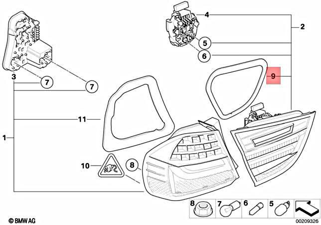Genuine BMW E90N Sedan Gasket Rear Light Trunk Lid Left OEM