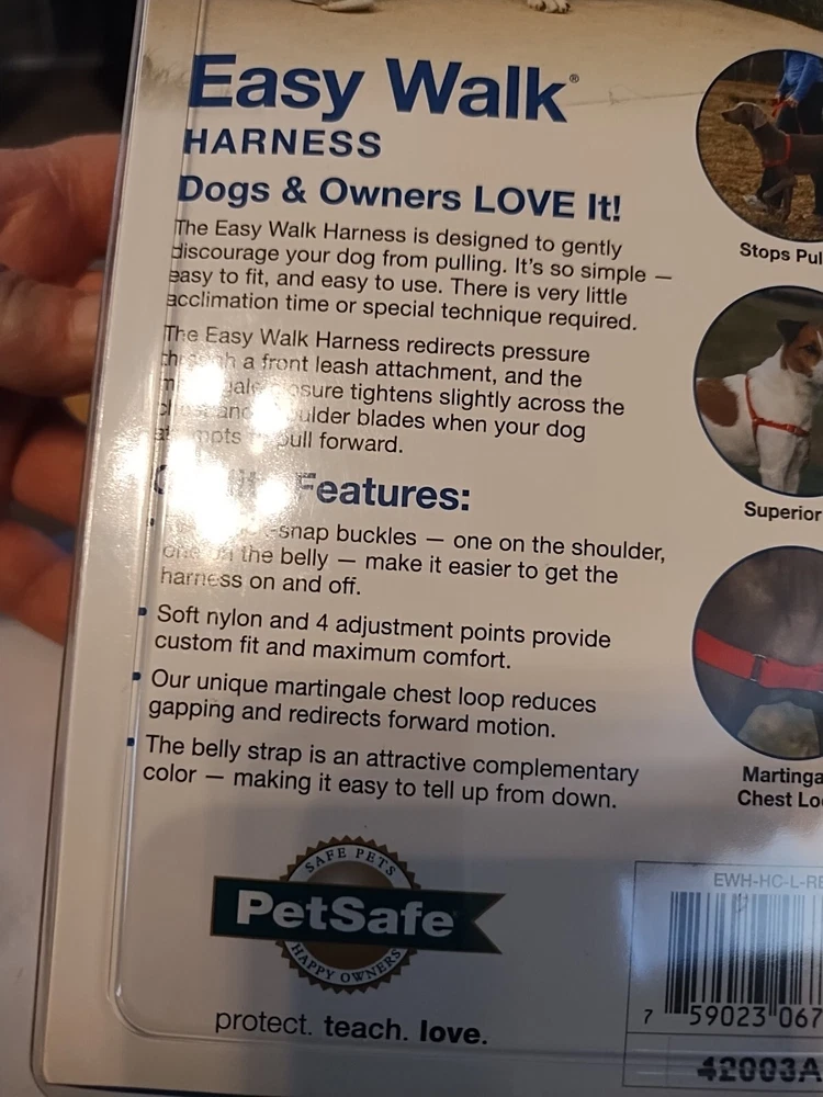 Dog Harness Easy Walk by Pet Safe New Size Large 26-36" Red & Black NEW