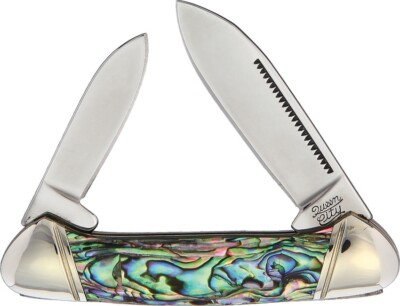 Queen City KB204R / QC002 Abalone Mini Canoe 2 Blade Pocket Knife 2.75''