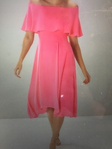 pink bardot midi dress