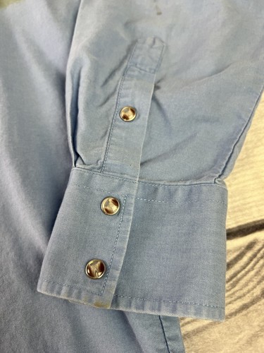 Vintage Roper Horse Western Art Button Shirt XL Pearl-Snap Blue/Off White - Picture 5 of 10