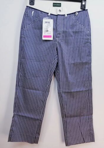 GOLFINO Printed Stretch Slim Capri Pants, Womens Sz 2, XXS, Blue, NEW, NH3106