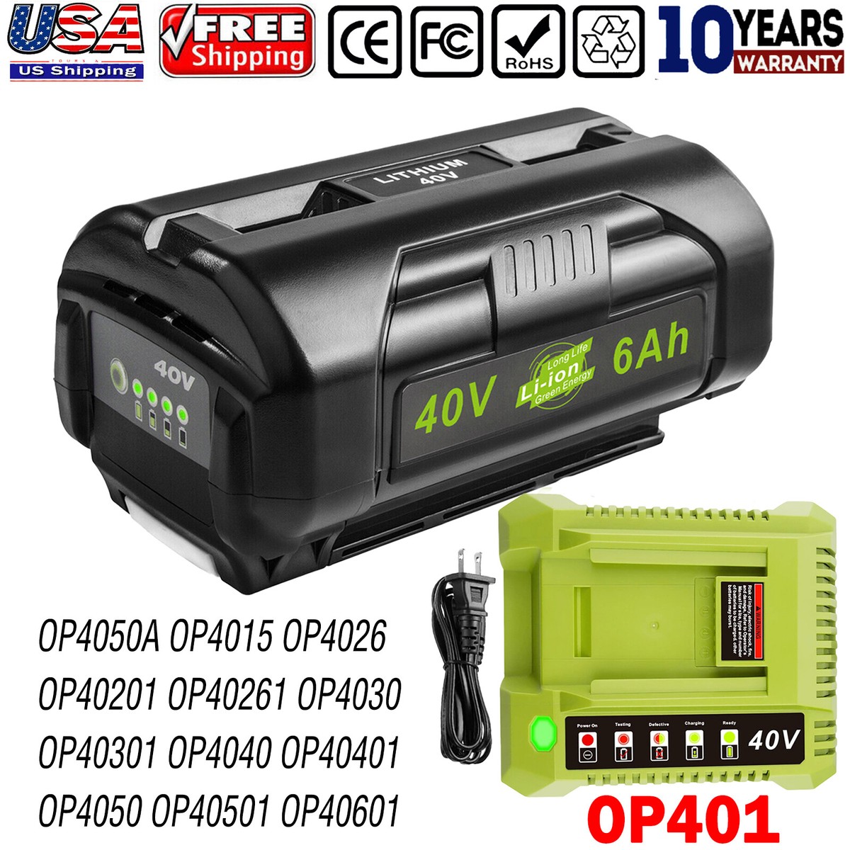 Ryobi Battery 40v 40 Volt OP40601 Replacement For Lithium