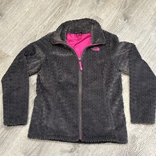 The North Face Osito Full Zip Fuzzy Fleece Jacket Girls XL Gray Pink