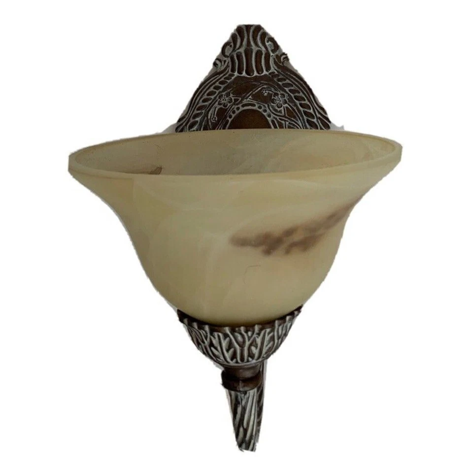 Aplique de montaje en pared con cable aspecto de cobre rústico pantalla de vidrio tostado esmerilado Foto 2 de 4