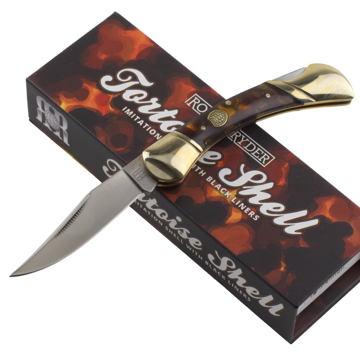 Rough Ryder Imitation Tortoise Lockback Folding Pocket Knife