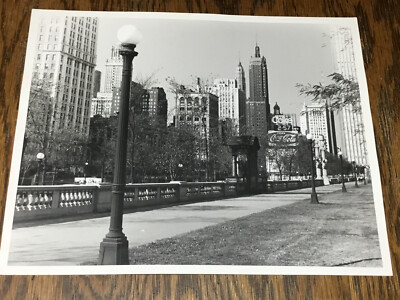 Chicago Skyline and River Walk Original Photo 1950s 8'' x 10''