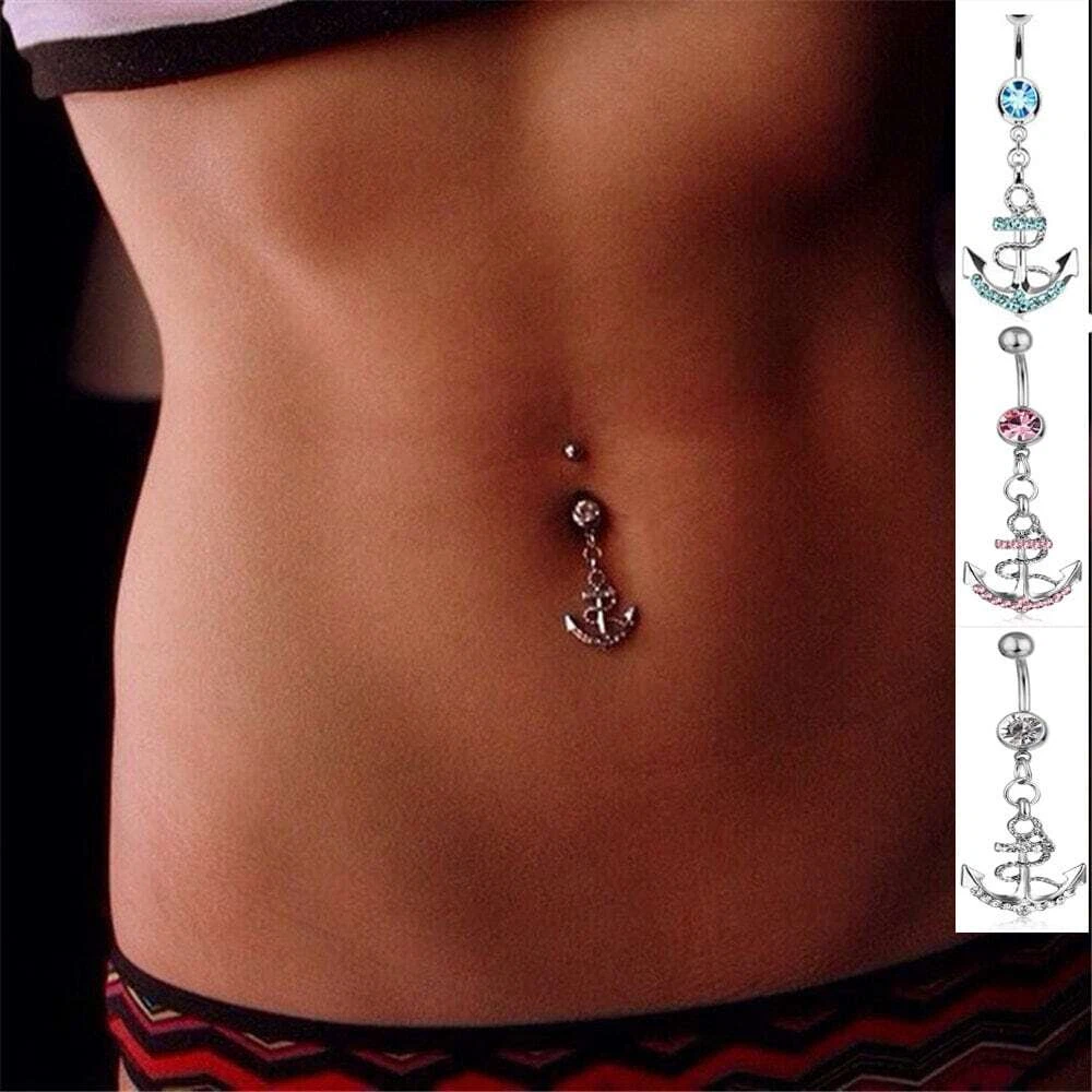 Belly Button Ring Navel Ring Anchor Navel Ring Sea Belly Ring Blue Pink