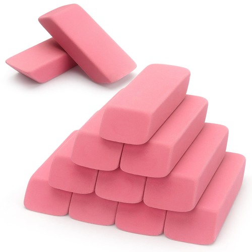12 PCS Large Pink Pencil Erasers For Kids Bulk School Art Drawing Desk Supply