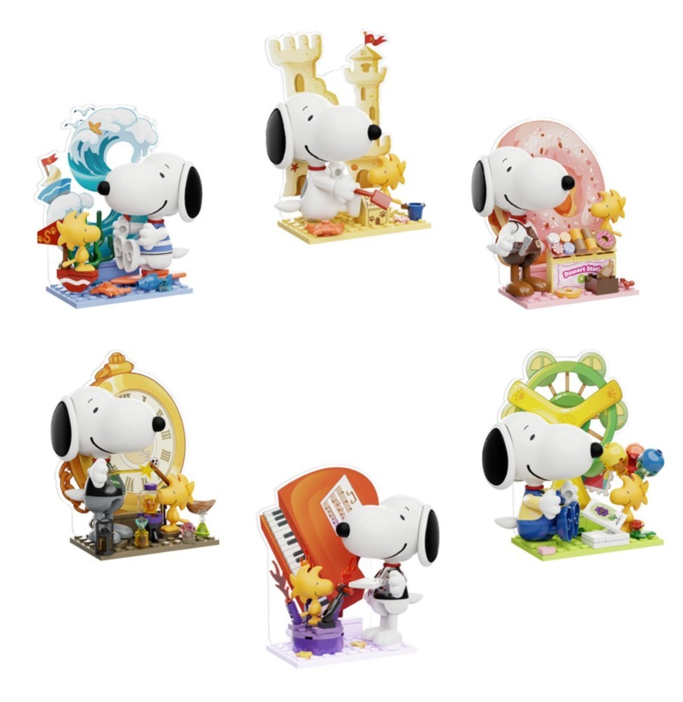 Peanuts Snoopy Letter World Series Pantasy lot de 6 figurines mystères briques jouet enfant