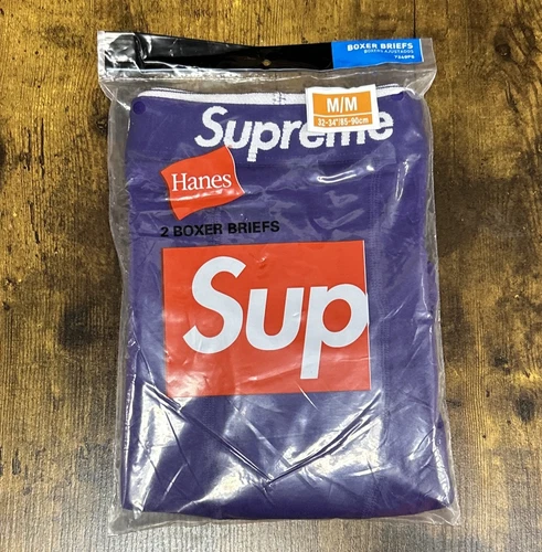Lot de 2 boxers Supreme violet taille M slip Hanes sous vêtement créateur neuf authentique