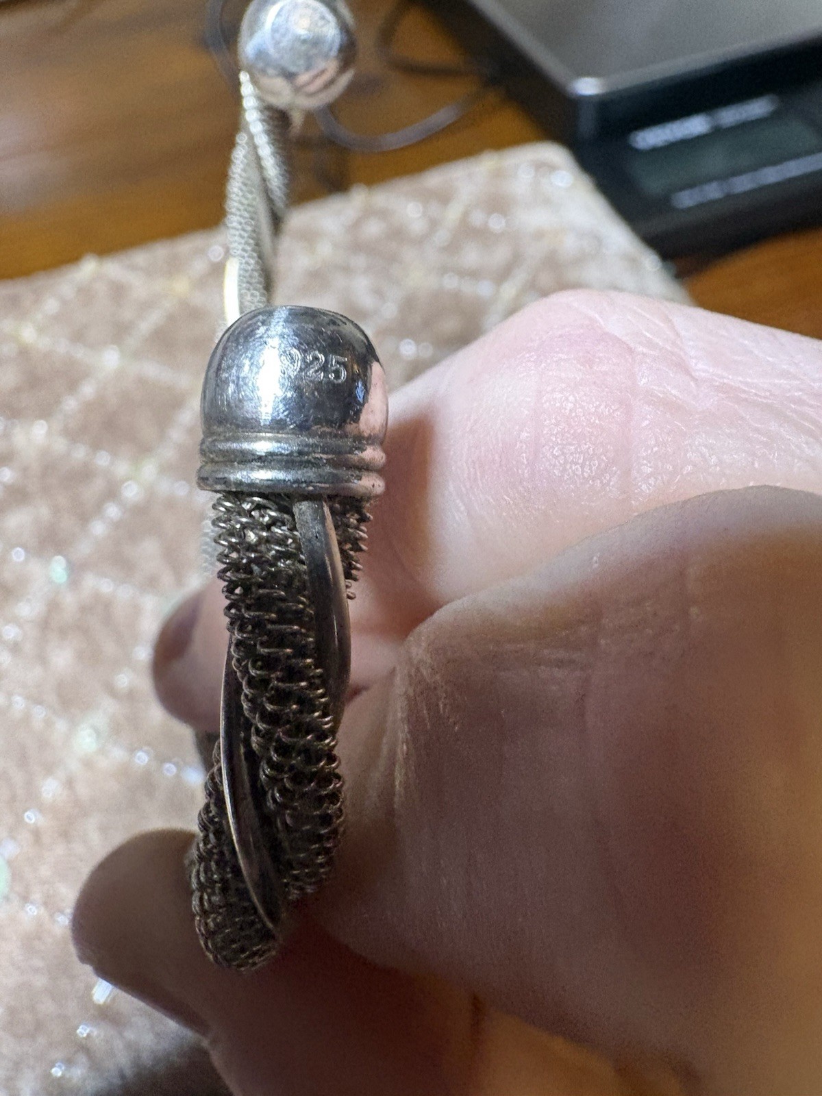 Mesh Link And Twisted Solid Sterling Silver 925 C… - image 6