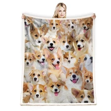 Corgi Gifts Blanket - Cartoon Dog Throw for Lovers, Boys, Girls, Adults - Cut...