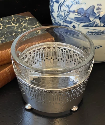 Elegant Rare Antique Gorham Sterling Silver Heavy Glass Ice Bucket American 6.5”