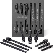 Impact Socket Adapter Set, 9 Pcs, 1/2", 1/4", 3/8" Hex Shank, Rotatable