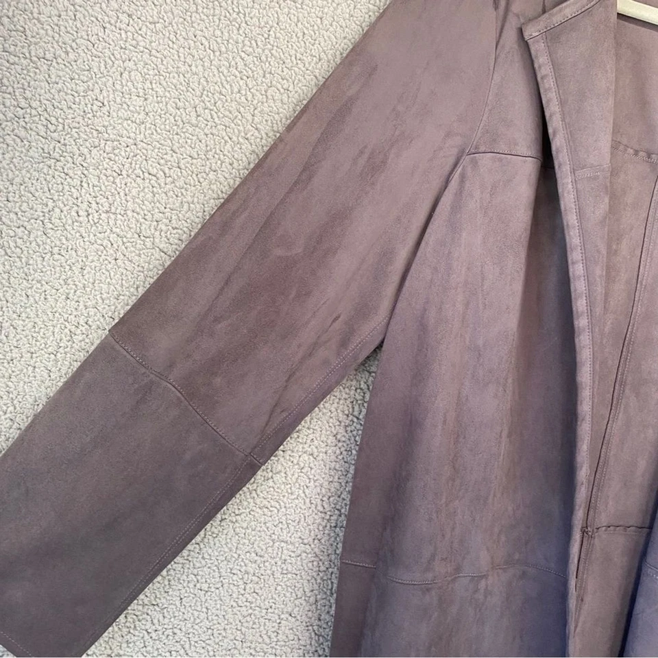 Travelsmith Gray Faux Suede Longline Open Front Cardigan Sz XL - Image 2 of 4