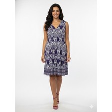 Boho Chic Dress Womens L Purple White Paisley Coastal Resort Flowy Boho Cocktail